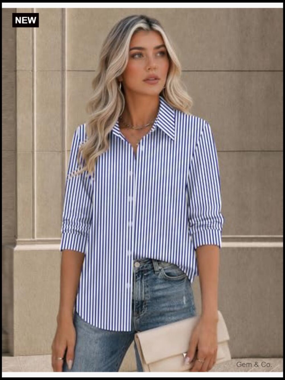 Long Sleeve Button Down Shirt for Women Dressy Casual Blouse Office Work Top - Picture 3 of 7